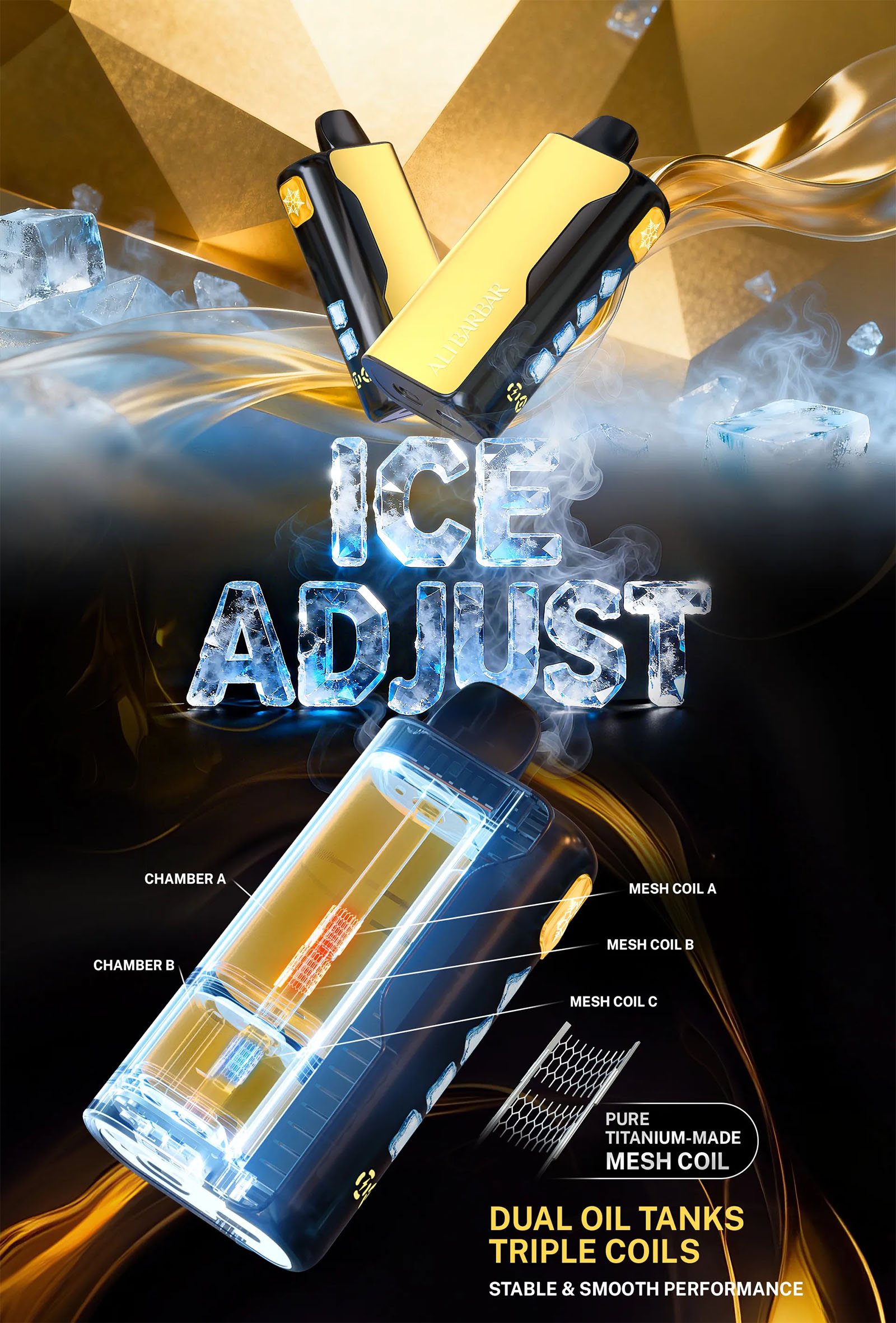 Alibarbar Ice Adjust 12000 Puffs Vape - Grapefruit Guava Lemon Alibarbar Ice Adjust 12000 Puffs Vape - Grapefruit Guava Lemon