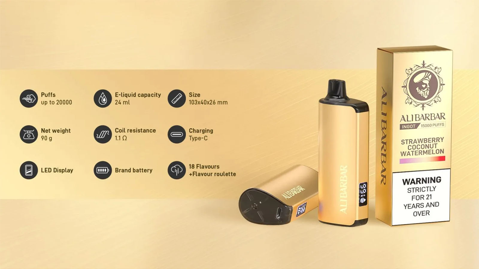 Alibarbar Ingot 20000 Puffs Vape - Flavour Roulette Alibarbar Ingot 20000 Puffs Vape - Flavour Roulette
