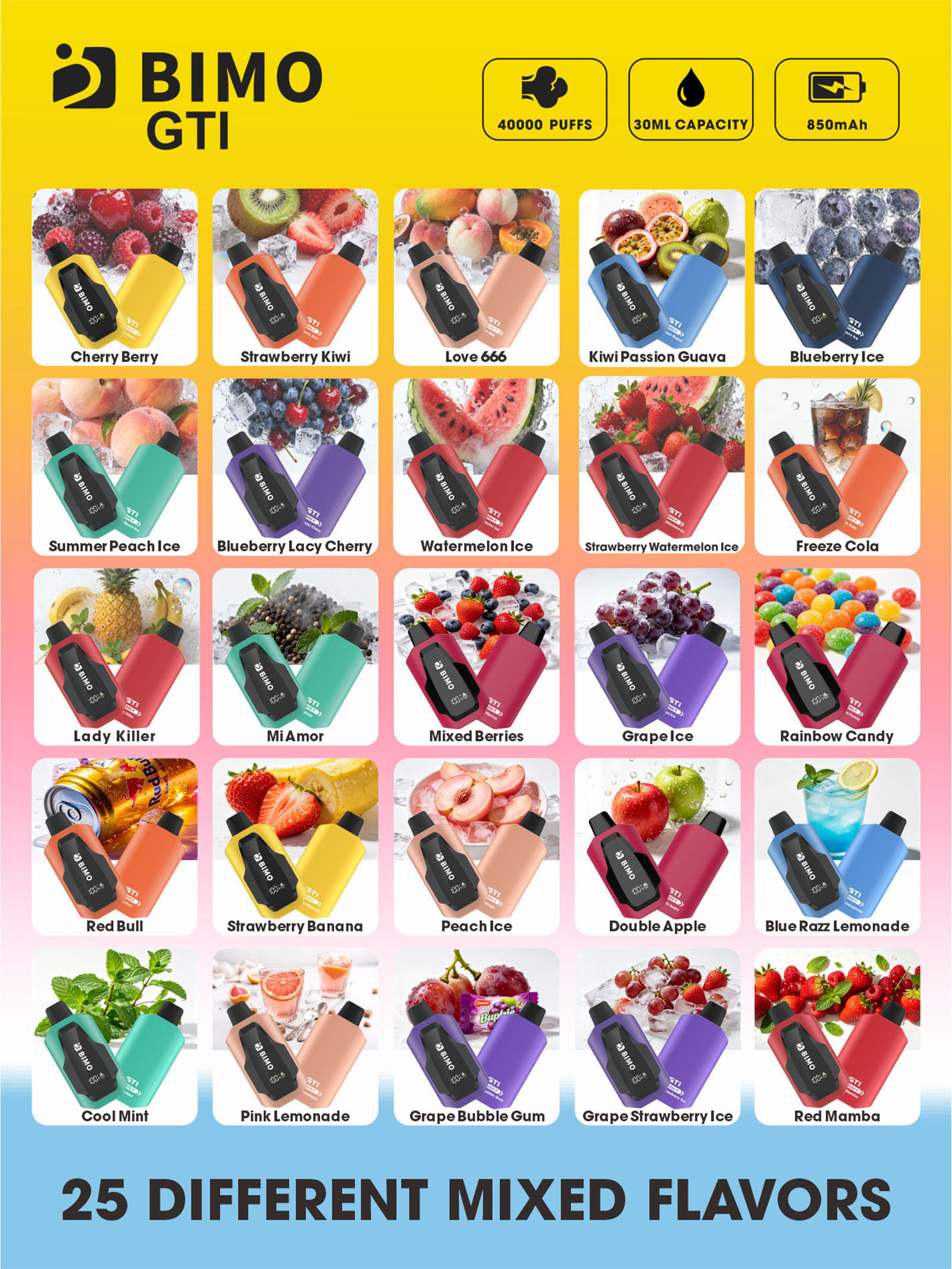 Bimo GTI 40000 Puffs Vape - Cherry Berry Bimo GTI 40000 Puffs Vape - Cherry Berry